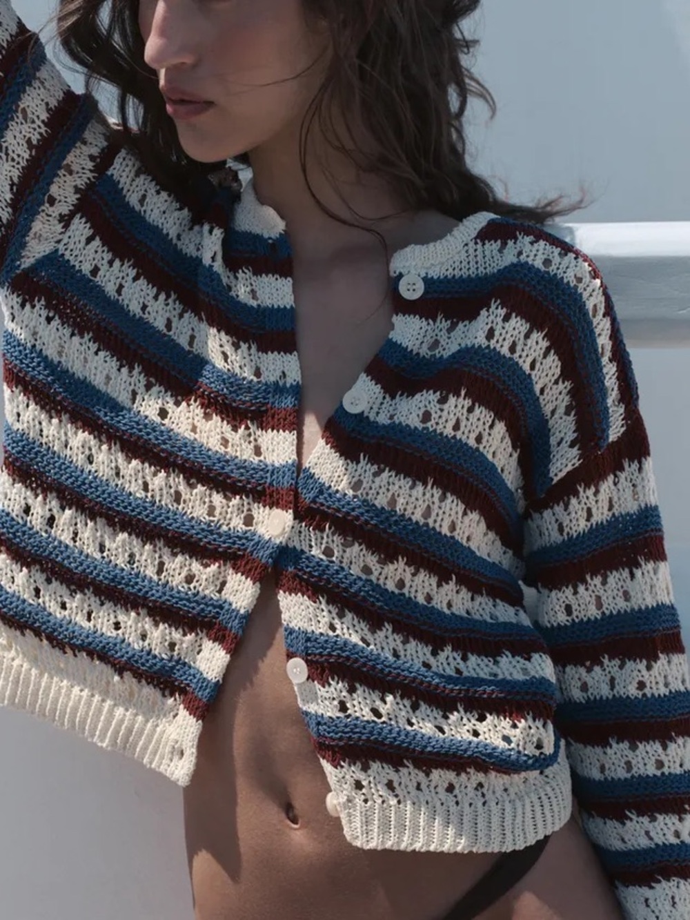 ZARA OPEN-KNIT STRIPED JACKET - Picture 4 of 10